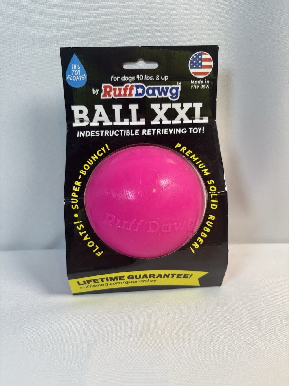 RuffDawg Ball XXL Dog Toy Pink 4” USA Made